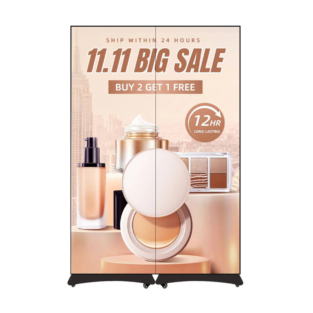 LEP-BAT Series LED Digital Signage Poster | Battery-Powered, Plug-Free Operation | Splicing-Ready Design | 640 / 960 × 1920mm | P2.5 / P1.86 / P1.53 / P1.25