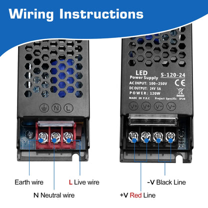 DC 12V/24V 36W–200W Slim Black Industrial Switching Power Supplies, AC 110–250V Input, Narrow Type LED Driver Transformer, Compact Metal Housing, CE/FCC/RoHS Certified