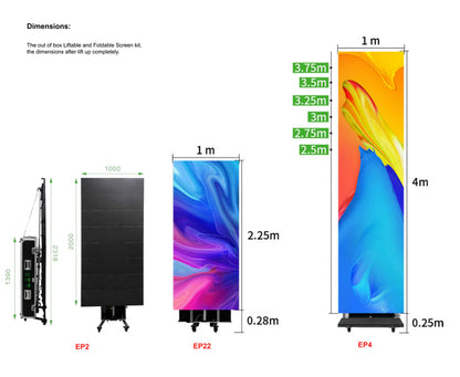 LEP-M Series Foldable LED Digital Signage Poster | 1×2.25m All-in-One Mobile Case | P3.9mm Indoor | Remote-Lift LED Display System