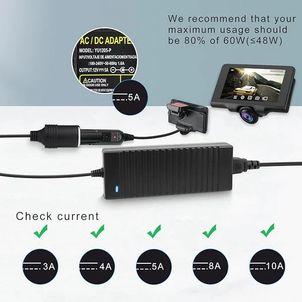 AC 100–240V Input LED Power Adapter Cigarette Lighter Converter Transformer 60W–120W DC 12V with UK Plug for Car Accessories, Tire Inflators, Portable Coolers, Car Vacuum Cleaners and Automotive Equipment, 1-Pack/10-Pack