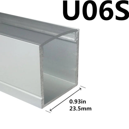 U Shape LED Channel - U06-A 20mm Silver / Black Aluminum Profile | Milky White Cover | Heavy-Duty LED Mounting Track – 1m / 2m / 3m | 50 / 100-Pack