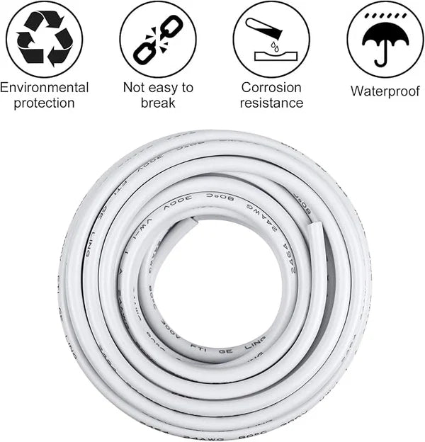 24 AWG 2/3/4/5 Conductor PVC Insulated Copper Cable, Black/White Flexible Wire for Low Voltage Electrical Wiring – 50m / 500m