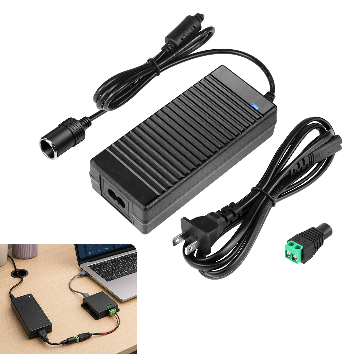 AC 100–240V Input LED Power Adapter Cigarette Lighter Converter Transformer 60W–120W DC 12V with UK Plug for Car Accessories, Tire Inflators, Portable Coolers, Car Vacuum Cleaners and Automotive Equipment, 1-Pack/10-Pack