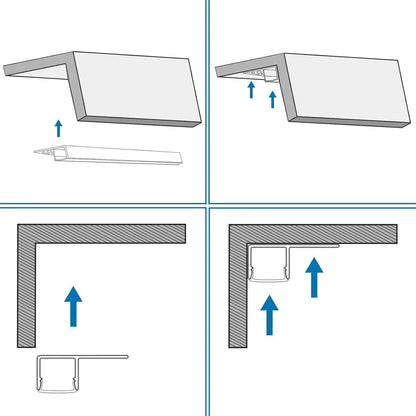 One-Sided Drywall LED Aluminum Profiles – for 1–12mm LED Strip Plaster-in Recessed Profile | Silver | Milky White Cover | 1m / 2m / 3m | 50 / 100-Pack