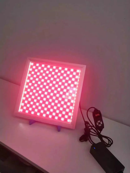 50W Infrared Therapy Lamp – Red Light 655–665nm & IR 850–860nm | Dimmable & Timer | AC100–240V | Aluminum Alloy + PC Cover | for Skin & Muscle | Blue Stand / Desktop Stand | Included Controller, Protective Goggles | US / EU / UK / AU Plug