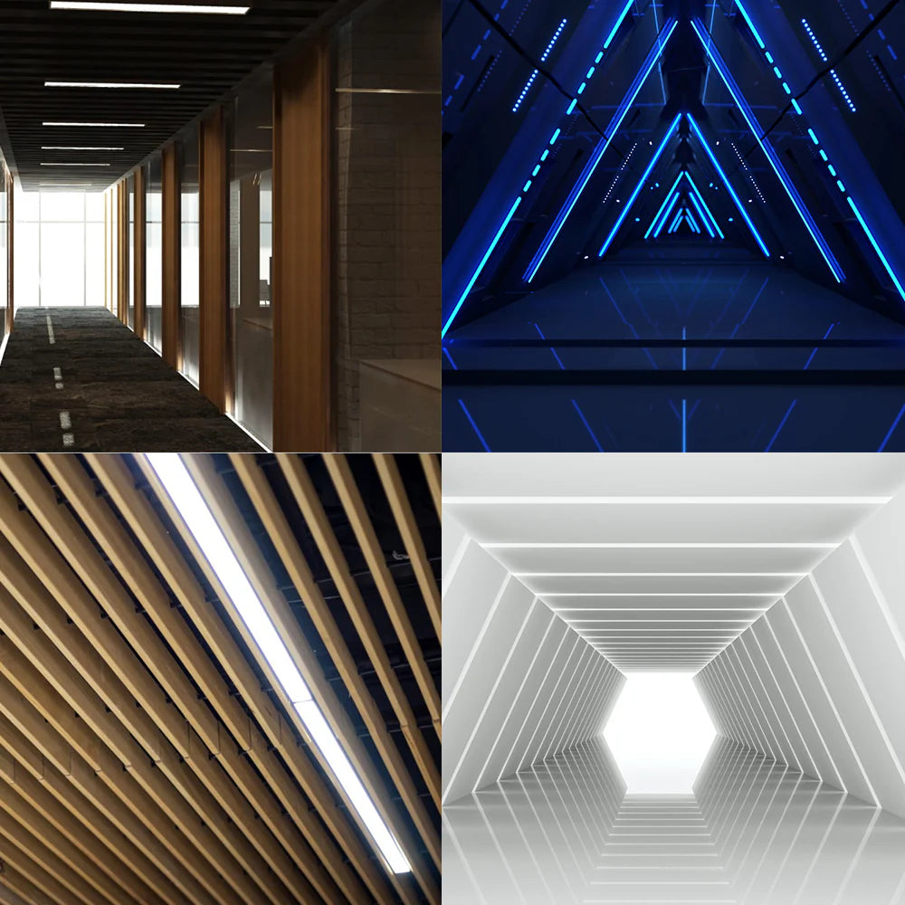 Wide Recessed LED Aluminum Profiles Kit H15050B – 125mm Inner Width | Silver | Milky White Cover | With Installation Accessories | Linear Flush-Mount Office Lighting – 1m / 2m | 10 / 20-Pack