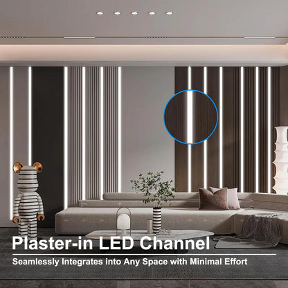 Double-Sided Drywall LED Aluminum Profiles – for 1–12mm LED Strip Plaster-in Recessed Profile | 1Meter | Silver | Milky White Cover | 1m / 2m / 3m | 50 / 100-Pack