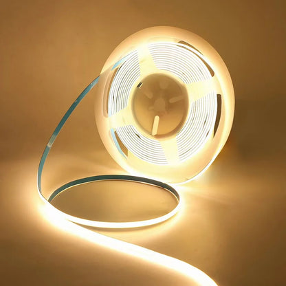 FCOB Slim Flexible LED Strip Light | 5m (16.4ft) Roll | CRI90 | 3000K / 4000K / 6000K  | 480 LEDs/m | 12V 8W | 5mm PCB | Dimmable Indoor IP00 Ribbon
