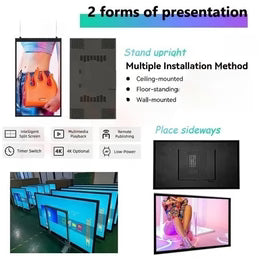 75" Single-Sided 2000-2500nits High Bright LCD Window Advertising Display, Android RK3568 2G+32G, Non-Touch, Cloud/APP/USB, Wall-Mount/Floor Stand/Suspended Installation