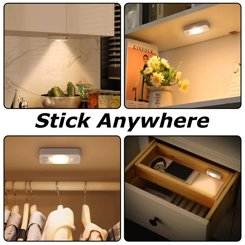 LightingWill Rechargeable LED Motion Sensor Lights (8-Pack) | Warm White / Pure White, Stick-On Cabinet & Closet Lights, USB Charging, No Wiring Needed