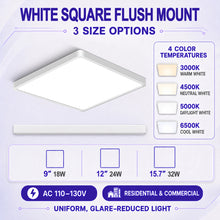 AC 110–130V White Square Flush Mount LED Ceiling Lights – 9 / 12 / 15.7 Inch – 3000K / 4500K / 5000K / 6500K – for Residential & Commercial Lighting – Local Stock (US)