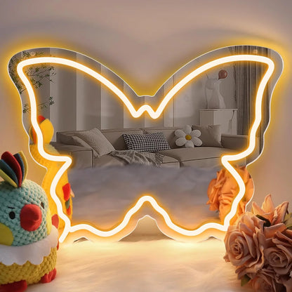 Warm White Butterfly LED Vanity Signs – 15.7×12 inch  Neon Outline | USB Powered | Perfect for Vanity Decor