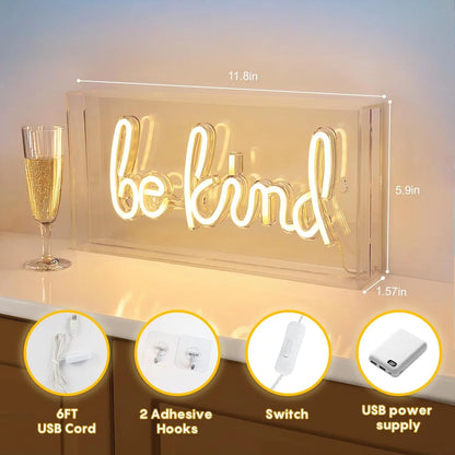 LED Light Box Signs – Rectangular 11.8x5.9 inch | Warm White/Pink | USB Powered | Tabletop Display | For Bedroom Decor, Coffee Corners, Lounge Areas & Entertainment Spaces