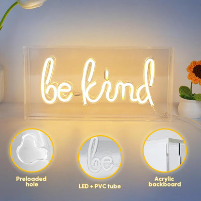 LED Light Box Signs – Rectangular 11.8x5.9 inch | Warm White/Pink | USB Powered | Tabletop Display | For Bedroom Decor, Coffee Corners, Lounge Areas & Entertainment Spaces