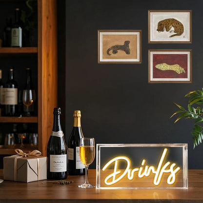 LED Light Box Signs – Rectangular 11.8x5.9 inch | Warm White/Pink | USB Powered | Tabletop Display | For Bedroom Decor, Coffee Corners, Lounge Areas & Entertainment Spaces