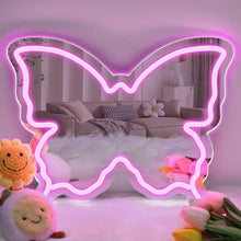 Pink Butterfly LED Vanity Signs – 15.7×12 inch  Neon Outline | USB Powered | Perfect for Vanity Decor