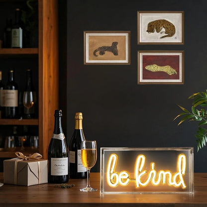LED Light Box Signs – Rectangular 11.8x5.9 inch | Warm White/Pink | USB Powered | Tabletop Display | For Bedroom Decor, Coffee Corners, Lounge Areas & Entertainment Spaces