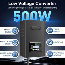500W / 600W Outdoor Low Voltage Transformer, 120V to 12V/15V AC, Timer & Internal Photocell, Single Zone, Outdoor Lighting Power Supply for Yard, Garden & Patio Lighting