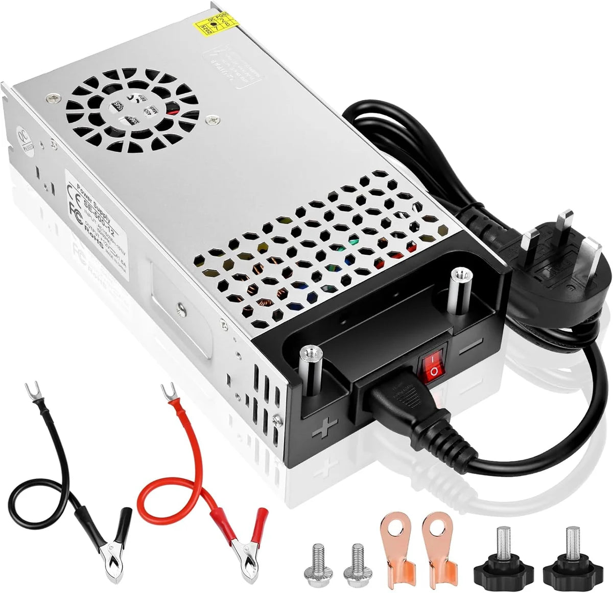Upgrade 12V DC Industrial Switching Power Supplies 360W–720W (30A–60A), AC 110/240V Input Converter & Transformer, Cooling Fan Design, LED Driver Adapter for Strip Lights, 3D Printer, Radio — US/UK/EU Plug Options, CE/FCC/RoHS Certified