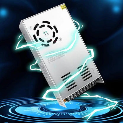DC 12V/24V 350W–600W Industrial Switching Power Supplies, AC 110/220V Input, High Power LED Driver Transformer, Cooling Fan Metal Case, CE/FCC/RoHS Certified