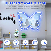 Blue Butterfly LED Vanity Signs – 15.7×12 inch  Neon Outline | USB Powered | Perfect for Vanity Decor