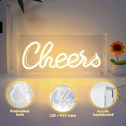 LED Light Box Signs – Rectangular 11.8x5.9 inch | Warm White/Pink | USB Powered | Tabletop Display | For Bedroom Decor, Coffee Corners, Lounge Areas & Entertainment Spaces