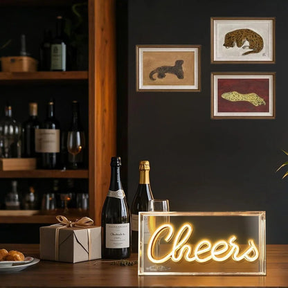 LED Light Box Signs – Rectangular 11.8x5.9 inch | Warm White/Pink | USB Powered | Tabletop Display | For Bedroom Decor, Coffee Corners, Lounge Areas & Entertainment Spaces