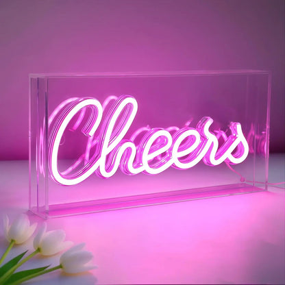 LED Light Box Signs – Rectangular 11.8x5.9 inch | Warm White/Pink | USB Powered | Tabletop Display | For Bedroom Decor, Coffee Corners, Lounge Areas & Entertainment Spaces