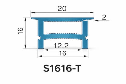 LQ Series S1616-T Black Quick Install LED Neon Profile | Top-Emitting Cover | 16×16mm Top Emitting led neon extrusion profile | Max Strip Width ≤12mm | LED Signage Cove Lighting | 5M/500M