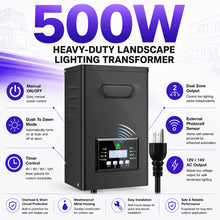 500W / 600W Outdoor Low Voltage Transformer, 120V to 12V/15V AC, Timer & Internal Photocell, Single Zone, Outdoor Lighting Power Supply for Yard, Garden & Patio Lighting