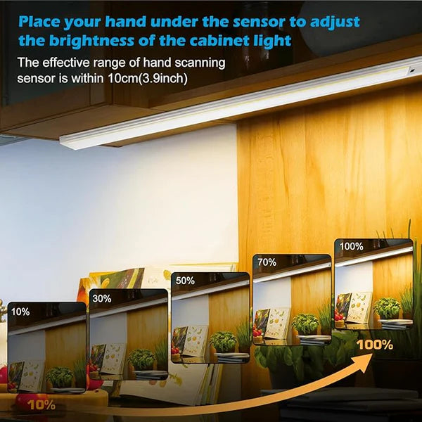 21 Inch Motion Sensor Under Cabinet Lighting, 3CCT Under Cabinet Lights Plug in, Dimmable Closet Lights with Hand Wave, Under Counter Fixtures for Kitchen(1 Pack)