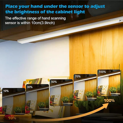 21 Inch Motion Sensor Under Cabinet Lighting, 3CCT Under Cabinet Lights Plug in, Dimmable Closet Lights with Hand Wave, Under Counter Fixtures for Kitchen(1 Pack)