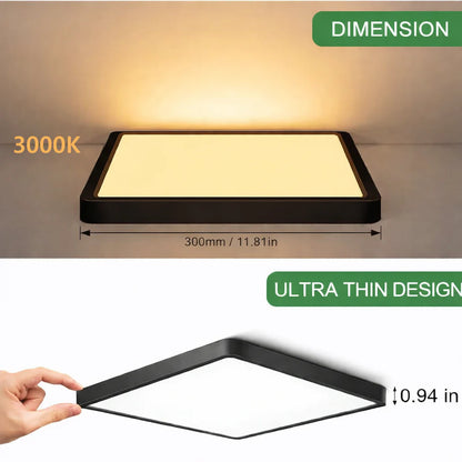 AC 110–130V Black Square Flush Mount LED Ceiling Light – 9 / 12 / 15.7 Inch – 3000K / 4500K / 5000K / 6500K – for Residential & Commercial Lighting – Local Stock (US)