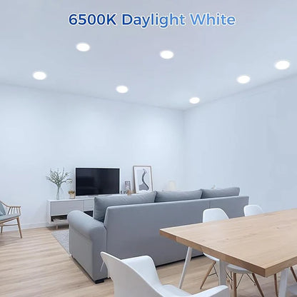 4 Inch LED Recessed Ceiling Light, 18W Recessed Light, 6500K Cool Daylight, Canless Wafer Downlight, Fits 2.5-4in Ceiling Hole with LED Driver (4 Pack)