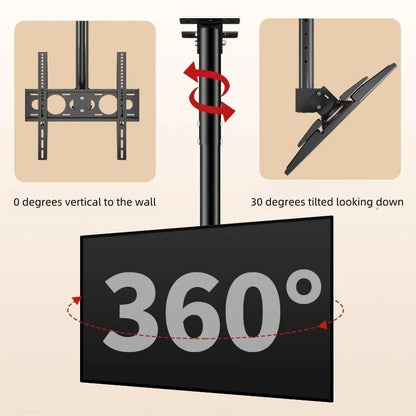 55 Inch Dual Side by Side LCD Screen Hanger LCD TV Ceiling Hanger 360 Degree Rotation Wall-mounted LCD Monitor Stand