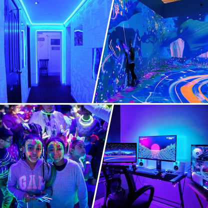 8.2FT UV Black Light LED Strip – SMD3528 | 380–400nm | USB Powered UV Light Strip with Battery Box | Non-Waterproof | For UV Glow Events, Neon Art and Decorative Lighting (2 Pack)