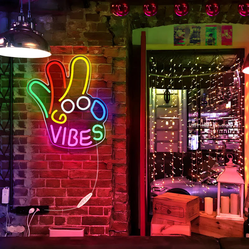 LightingWill Good Vibes “Okay” Neon Sign – Dimmable USB LED Light for Wall Decor, Game Room, Bar, Party – Durable, Safe & Energy-Saving