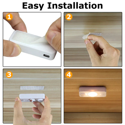 LightingWill Rechargeable LED Motion Sensor Lights (8-Pack) | Warm White / Pure White, Stick-On Cabinet & Closet Lights, USB Charging, No Wiring Needed