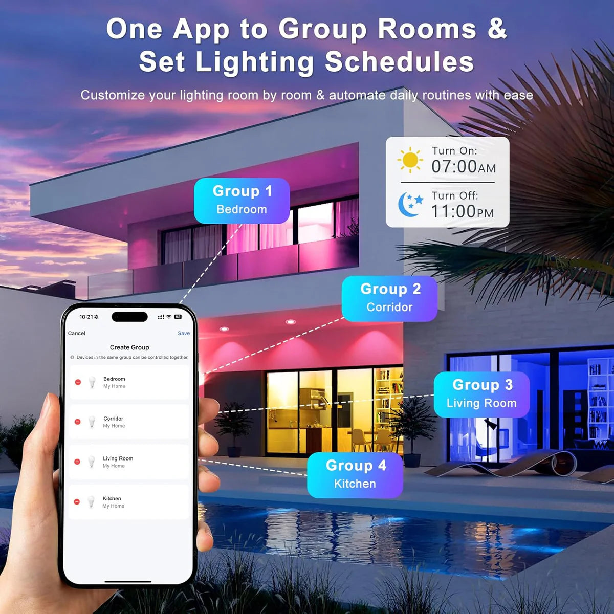 Smart-2W Series COB WiFi Recessed Lighting | 2Inch 5W | Dimmable RGB & CCT 2700-6500K | 100–240V | White Housing | Compatible with Alexa and Google Home || 50 / 100-Pack