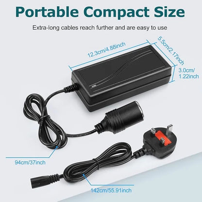 AC 100–240V Input LED Power Adapter Cigarette Lighter Converter Transformer 60W–120W DC 12V with UK Plug for Car Accessories, Tire Inflators, Portable Coolers, Car Vacuum Cleaners and Automotive Equipment, 1-Pack/10-Pack