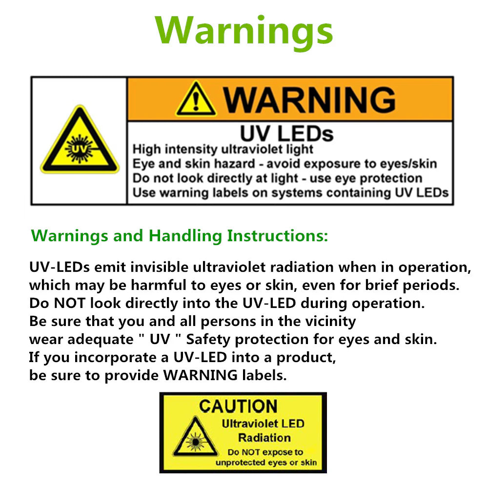 395–405nm SMD2835 UV LED Strip Light – 16.4FT / 5M / 10M | 60 / 120 / 240 LEDs/m | Non-Waterproof / IP67 Waterproof | Power Supply Not Included | UV LED for Curing, Fluorescent Effects & Glow Lighting