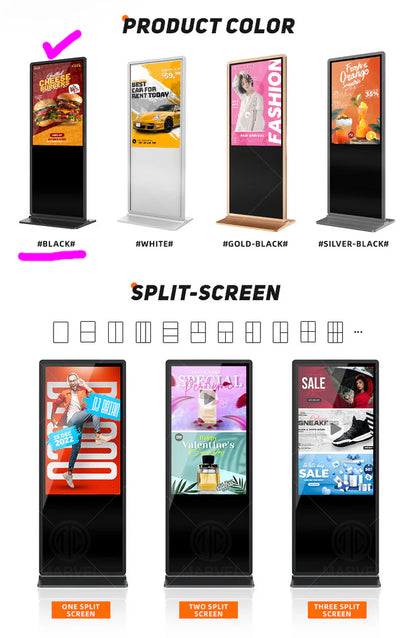43‘’ Single-Sided Indoor Floor-Standing LCD Advertising Display with Wheel Stand | Android RK3568 2GB+16GB | Non-Touch / Infrared / Capacitive Touch | CMS Preinstalled