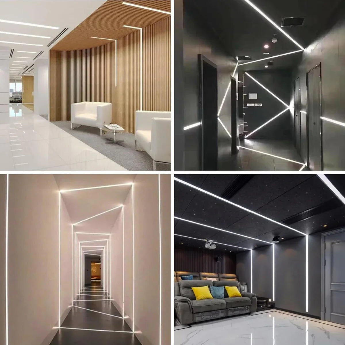 One-Sided Drywall LED Aluminum Profiles – for 1–12mm LED Strip Plaster-in Recessed Profile | Silver | Milky White Cover | 1m / 2m / 3m | 50 / 100-Pack