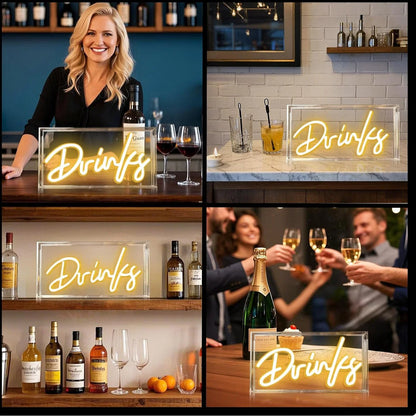 LED Light Box Signs – Rectangular 11.8x5.9 inch | Warm White/Pink | USB Powered | Tabletop Display | For Bedroom Decor, Coffee Corners, Lounge Areas & Entertainment Spaces
