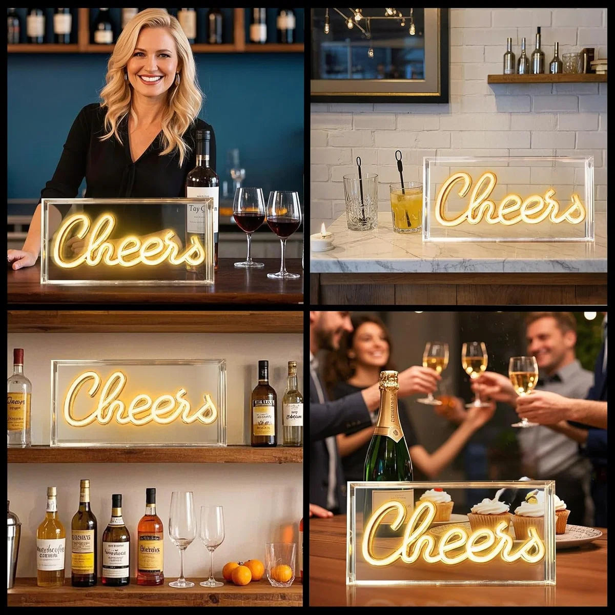 LED Light Box Signs – Rectangular 11.8x5.9 inch | Warm White/Pink | USB Powered | Tabletop Display | For Bedroom Decor, Coffee Corners, Lounge Areas & Entertainment Spaces
