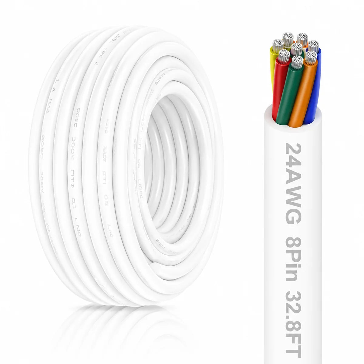 24 AWG 6/7/8 Conductor PVC Control Cable, Black/White Industrial Flexible Wire for Signal & Control Systems – 50m / 500m