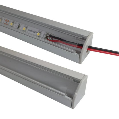 V Shape LED Channel - V03-A 12mm Silver / Black Aluminum Profile | Milky White Cover | Standard LED Mounting Channel – 1m / 2m / 3m | 50 / 100-Pack