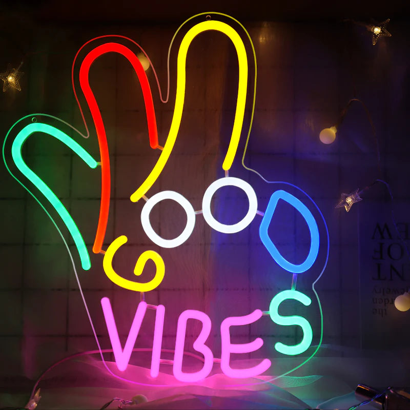 LightingWill Good Vibes “Okay” Neon Sign – Dimmable USB LED Light for Wall Decor, Game Room, Bar, Party – Durable, Safe & Energy-Saving
