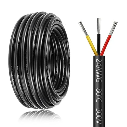 24 AWG 2/3/4/5 Conductor PVC Insulated Copper Cable, Black/White Flexible Wire for Low Voltage Electrical Wiring – 50m / 500m