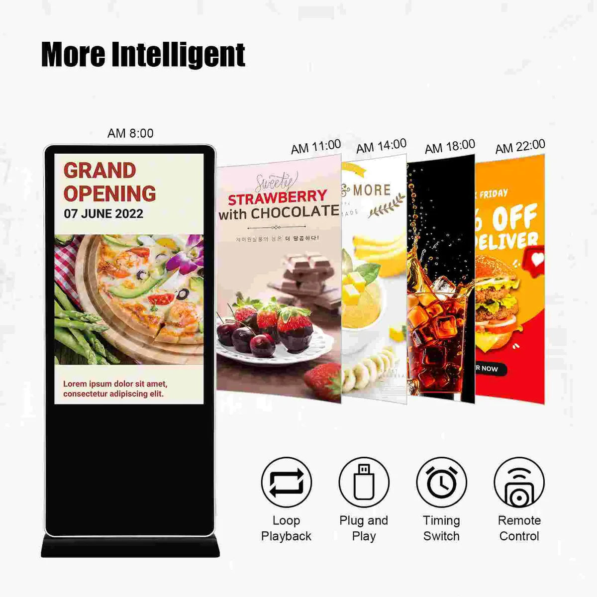 43‘’ Single-Sided Indoor Floor-Standing LCD Advertising Display with Wheel Stand | Android RK3568 2GB+16GB | Non-Touch / Infrared / Capacitive Touch | CMS Preinstalled